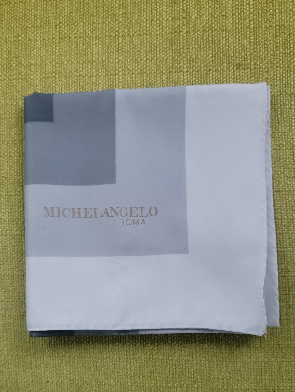 Michelangelo Roma Scarf in White and Light Gray with Gold Logo